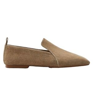 NWT Massimo Dutti Sand-Coloured Split Suede Leather Loafers Size 9